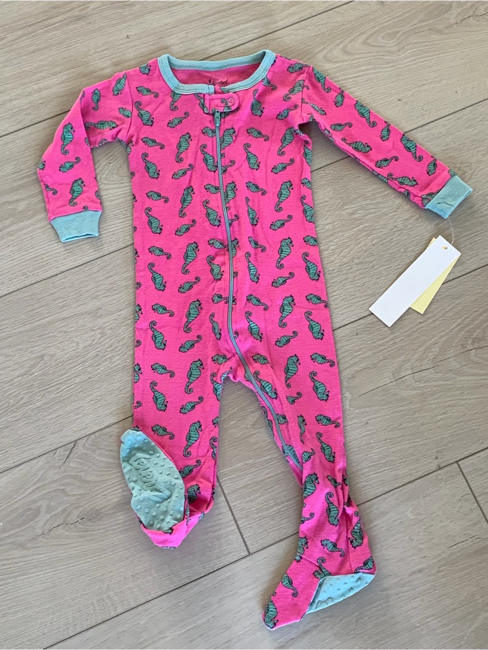 Leveret Baby girl Pink Seahorse Footed/zipper Pajama/Sleepware 12-18M 100% cot